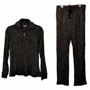 Alexa Chung Metallic Ribbed Pants and Sweater Matching Track Suit US 10